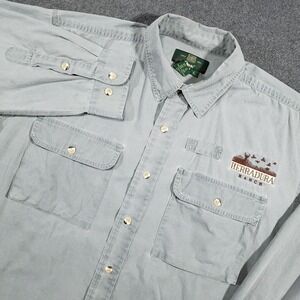 Orvis‎ Safari Shirt Men Large Button Up Long Sleeve Cotton Twill Herradura Ranch